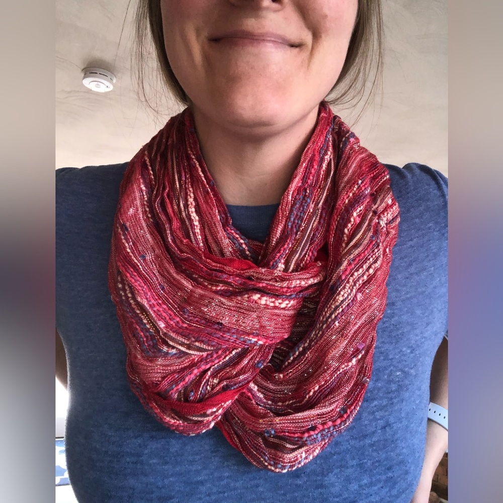 Two infinity neck scarves